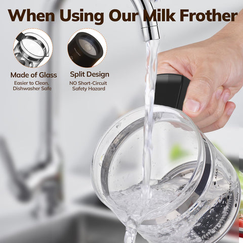 Morpilot frother with glass body allows monitoring of foam progress during operation.