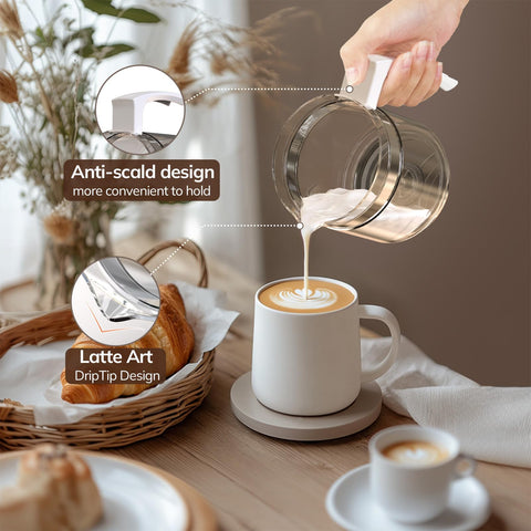 Morpilot frother glass body with precision drip spout for clean pouring