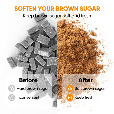 Moryimi brown sugar keeper in lid design enables even moisture distribution.