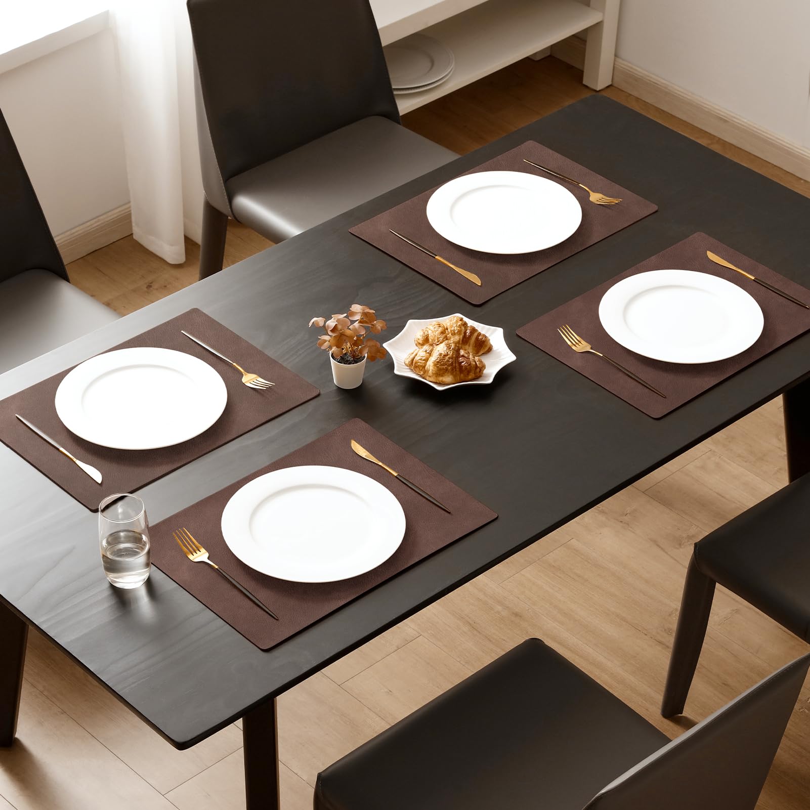 MOSAYT placemats faux-leather surface adds elegant look with easy cleanup.