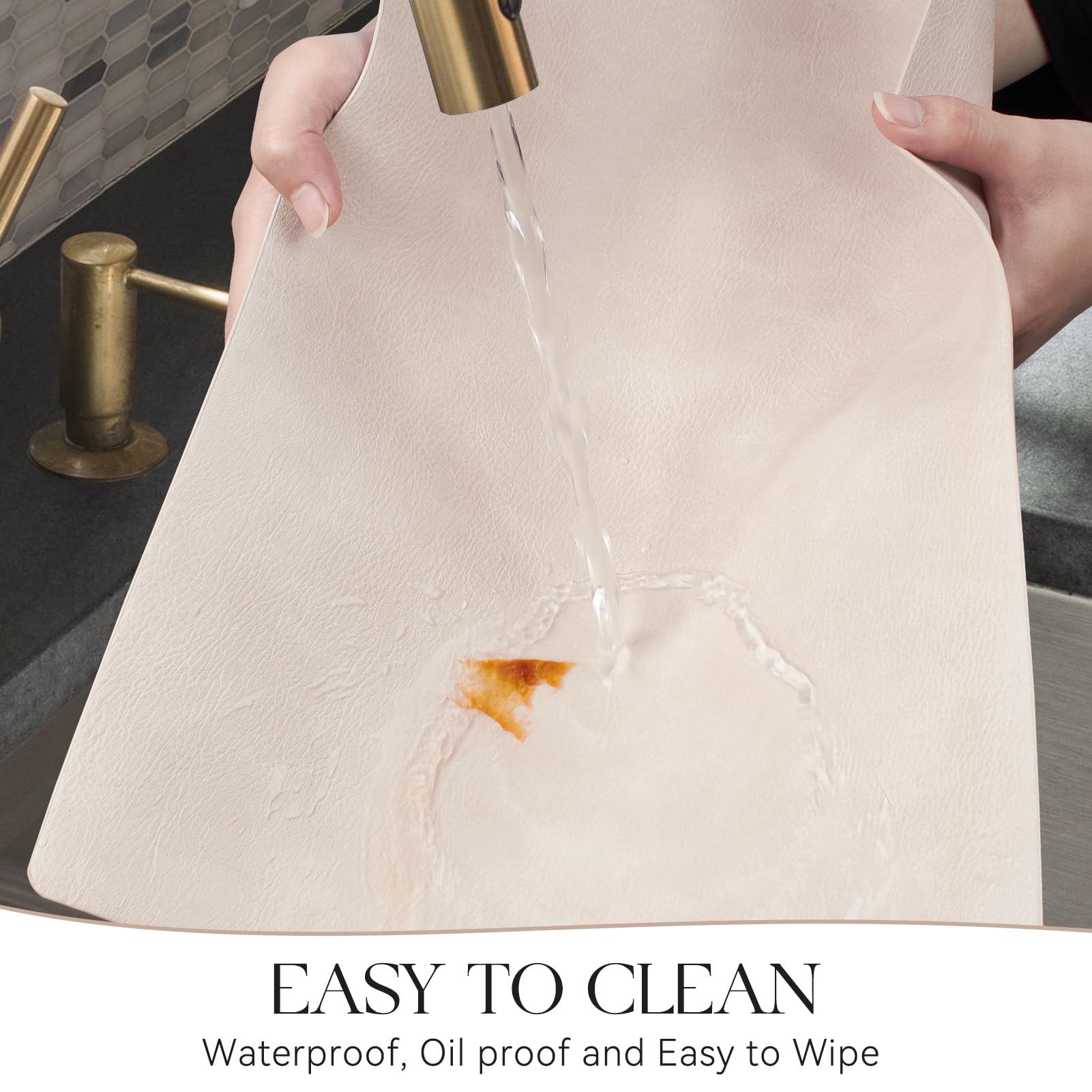 MOSAYT vinyl placemats beige outdoors for spill-resistant dining.