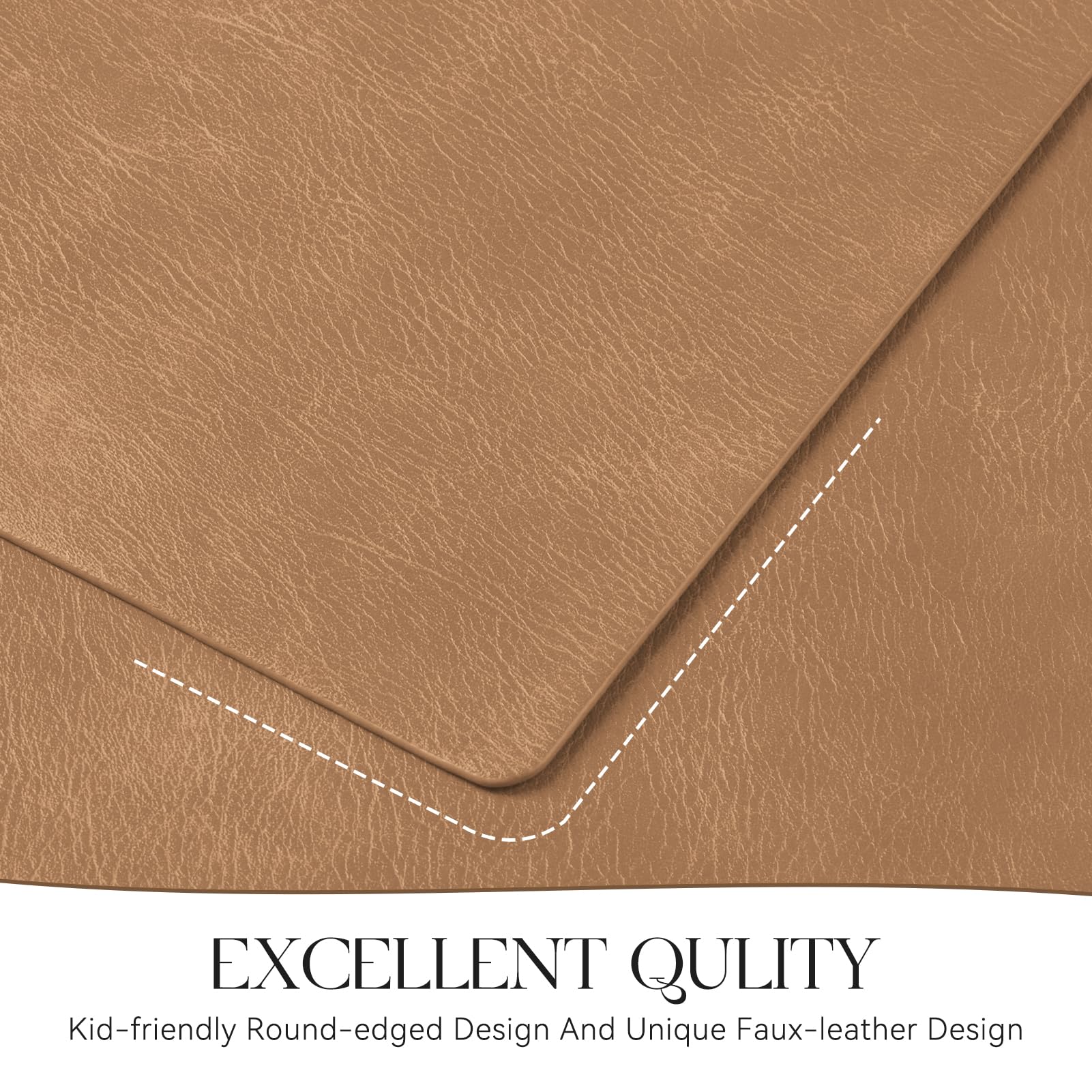 MOSAYT vinyl placemats camel easy wipe-clean surface resists stains and grease