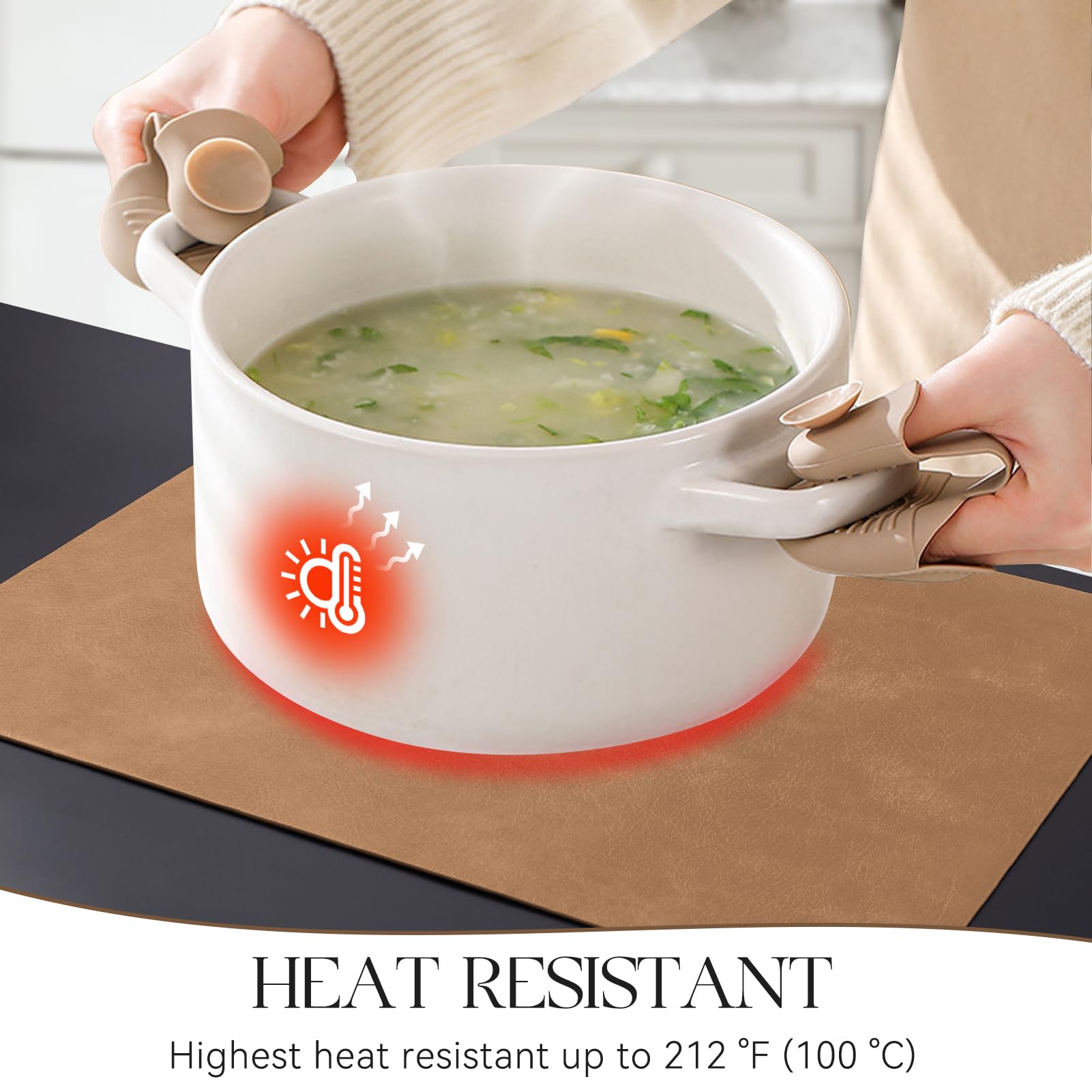 MOSAYT vinyl placemats camel waterproof design simplifies cleanup after spills