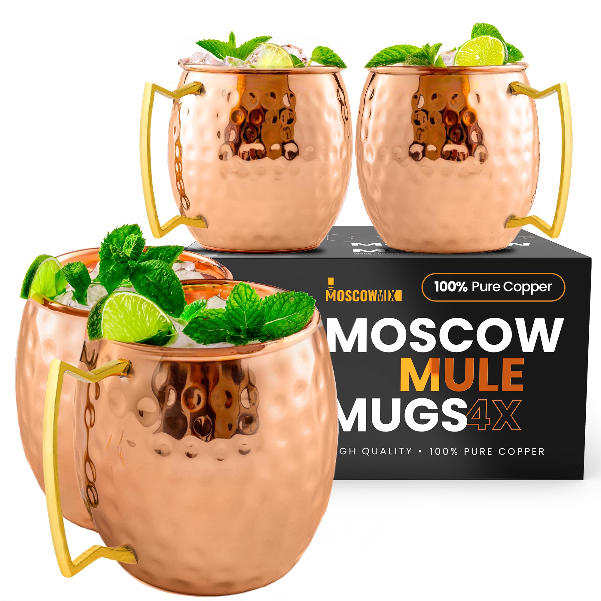 Moscow-Mix copper mule mugs front view for authentic presentation.