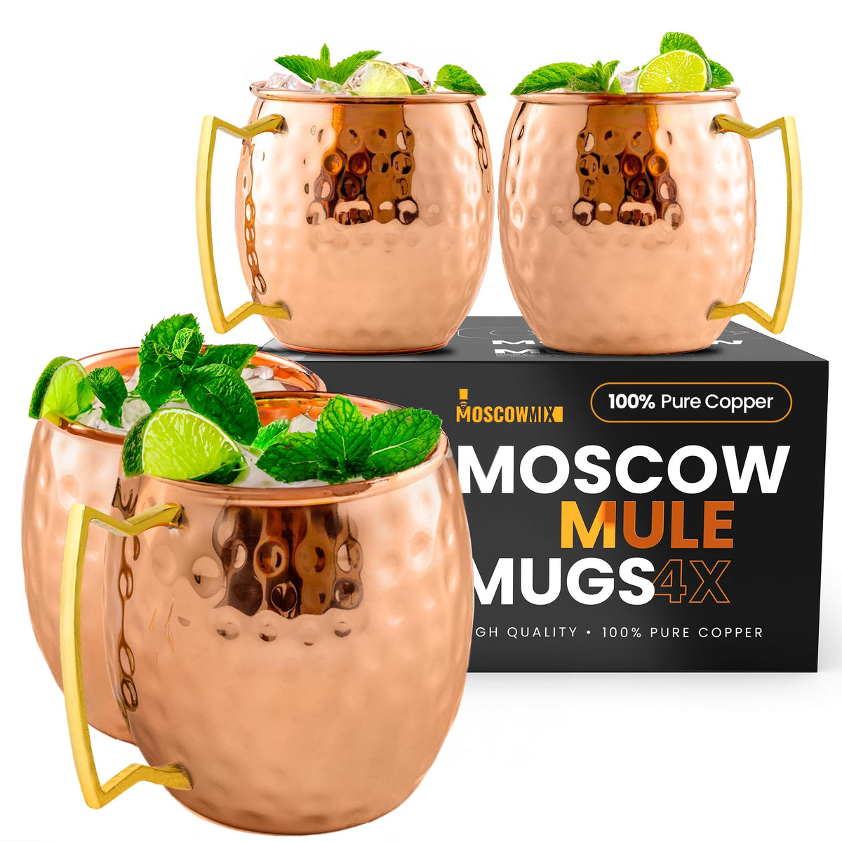 Moscow-Mix copper mule mugs front view for authentic presentation.