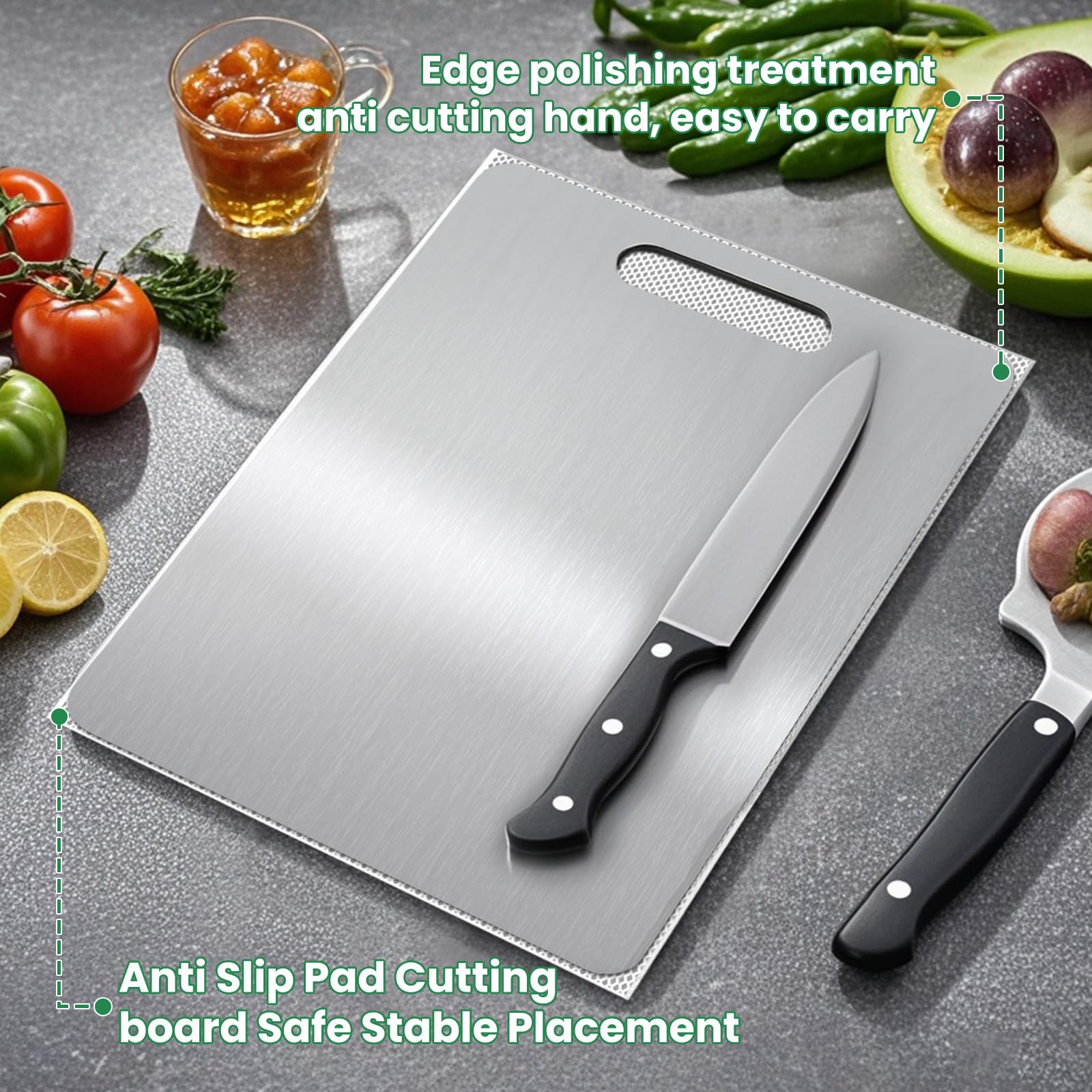 MOSDOOK meat prep on titanium board keeps flavors distinct and odors contained.