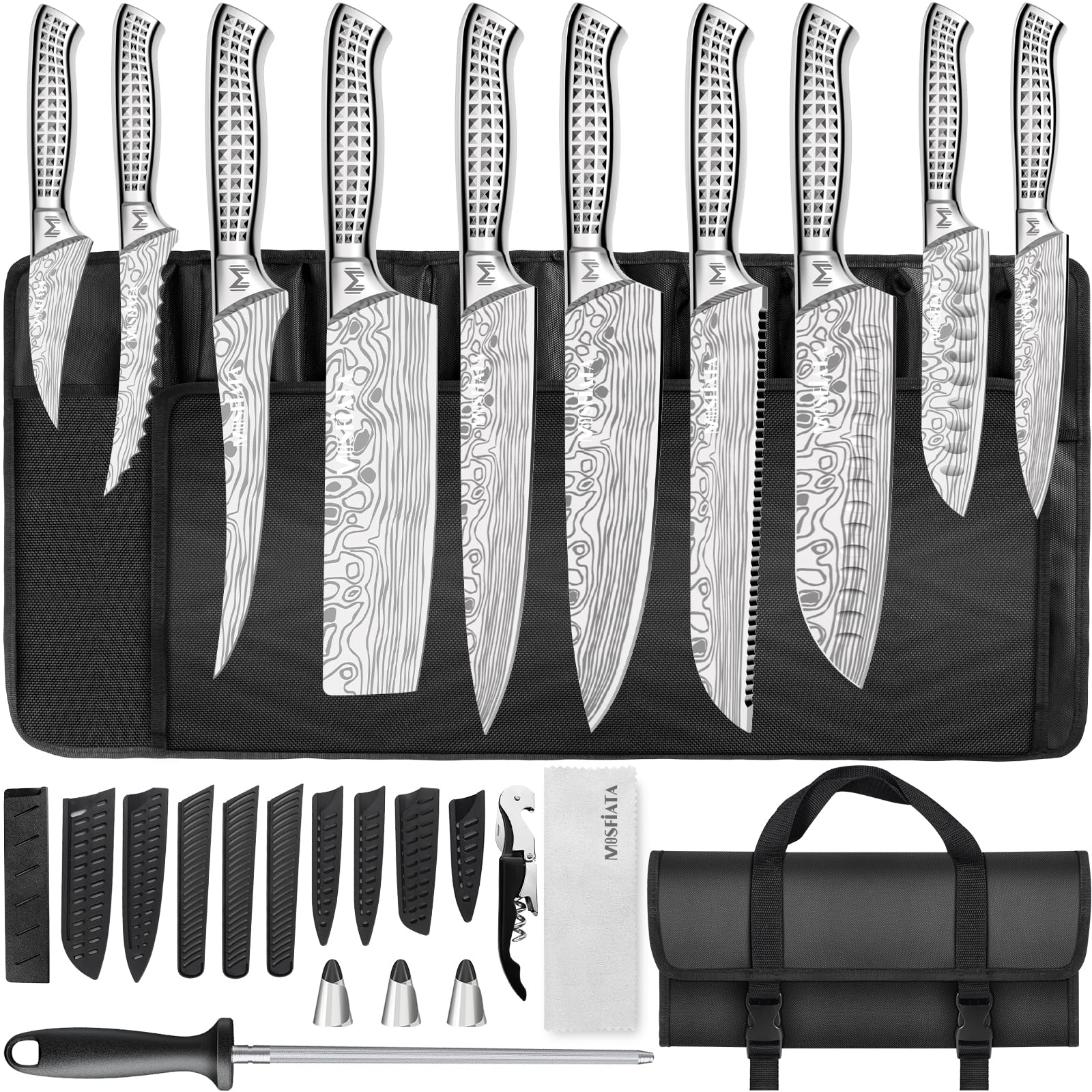 MOSFiATA 8 inch bread knife with serrated edge for clean slices