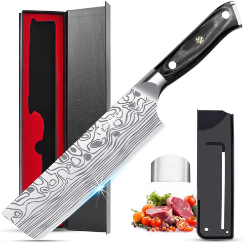 MOSFiATA Nakiri knife blade in German stainless steel for precise vegetable chopping
