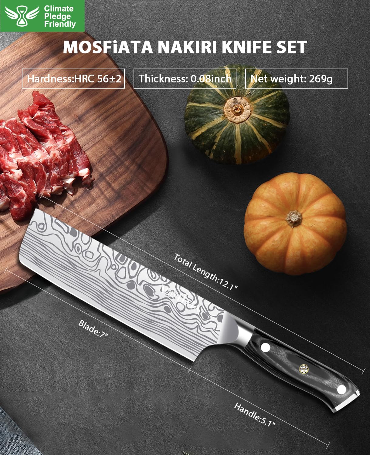 MOSFiATA Nakiri knife in action with vegetables for versatile use