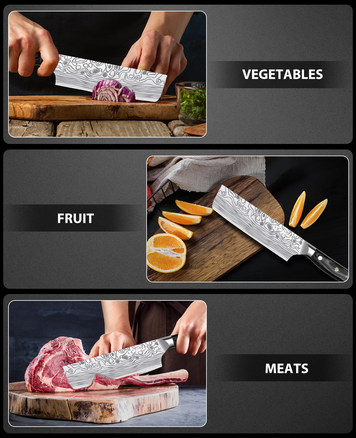MOSFiATA Nakiri knife weight of 8.8 oz for balanced precision