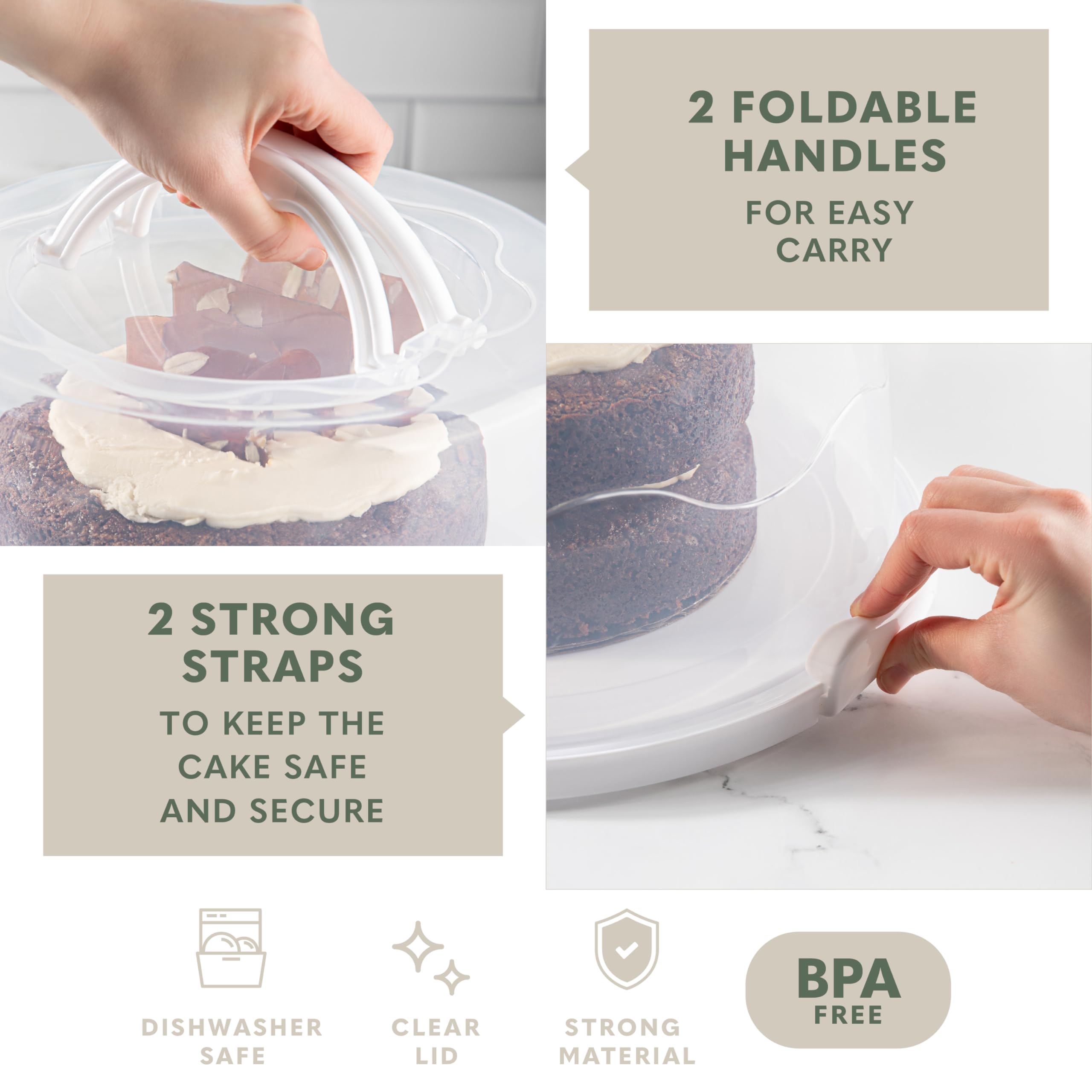 MosJos cake carrier with foldable handles for easy carrying
