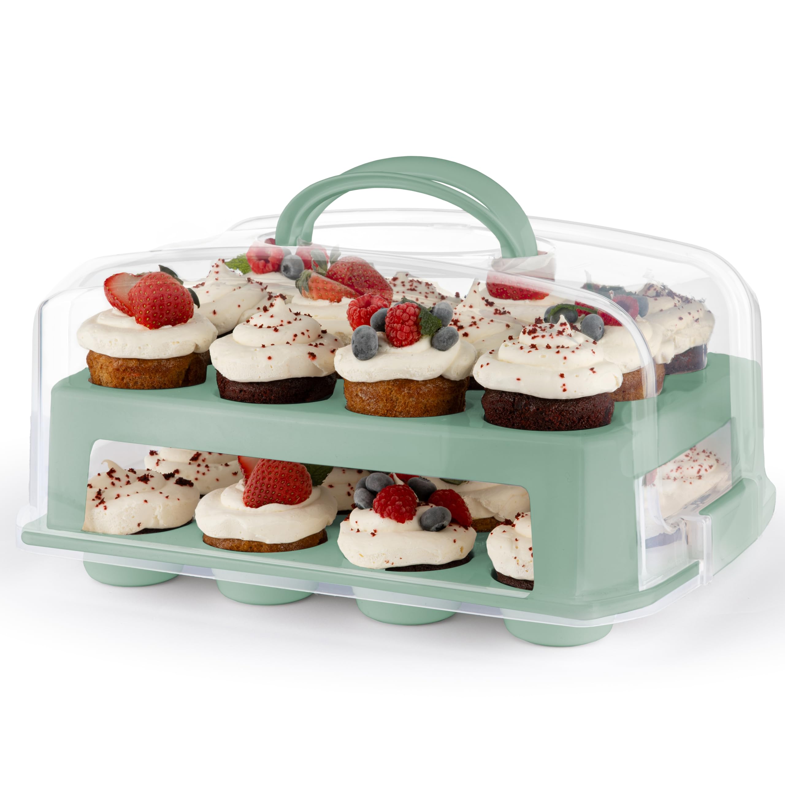 MosJos 24-cupcake capacity shown for transport and display.