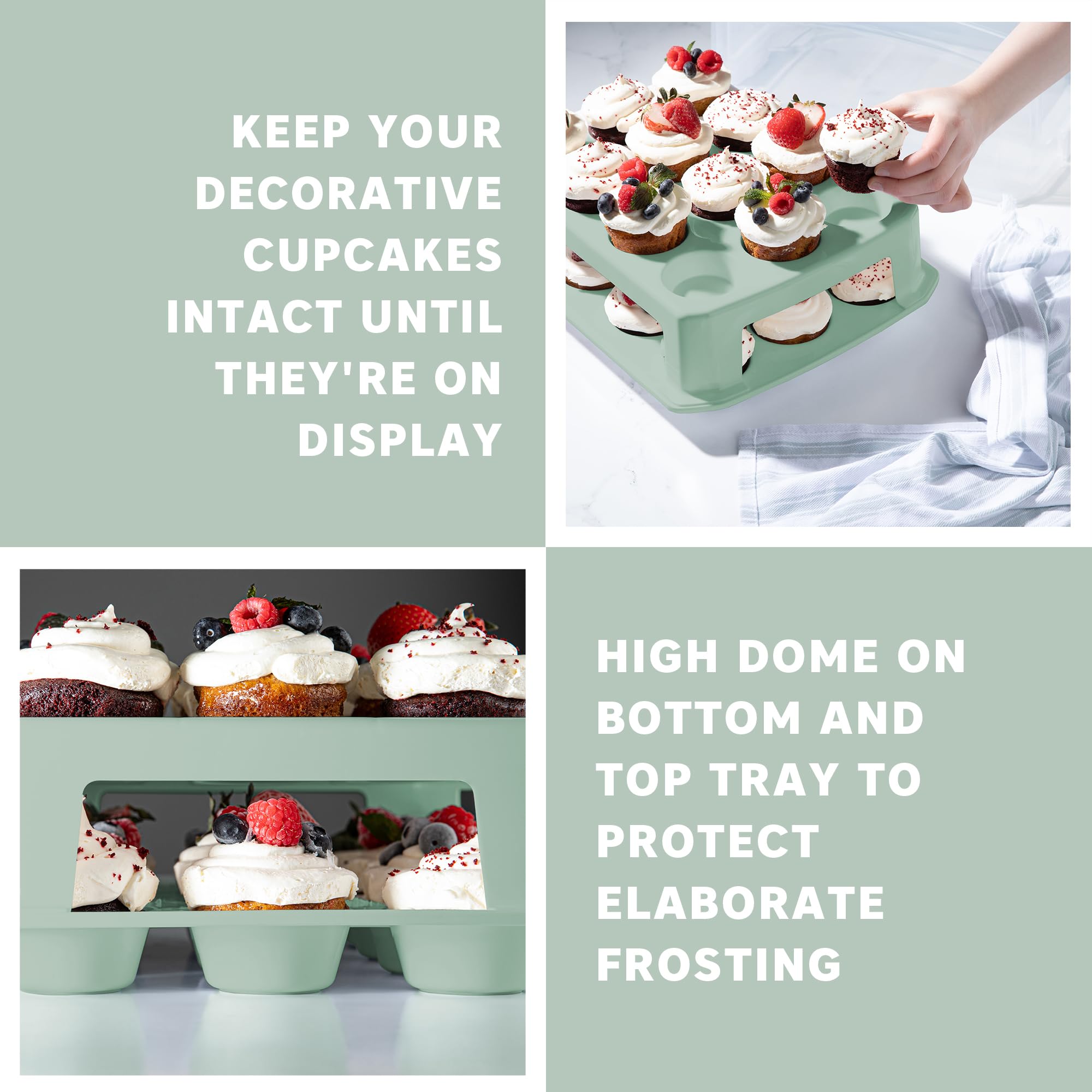 MosJos durable construction protecting cupcakes during transport.