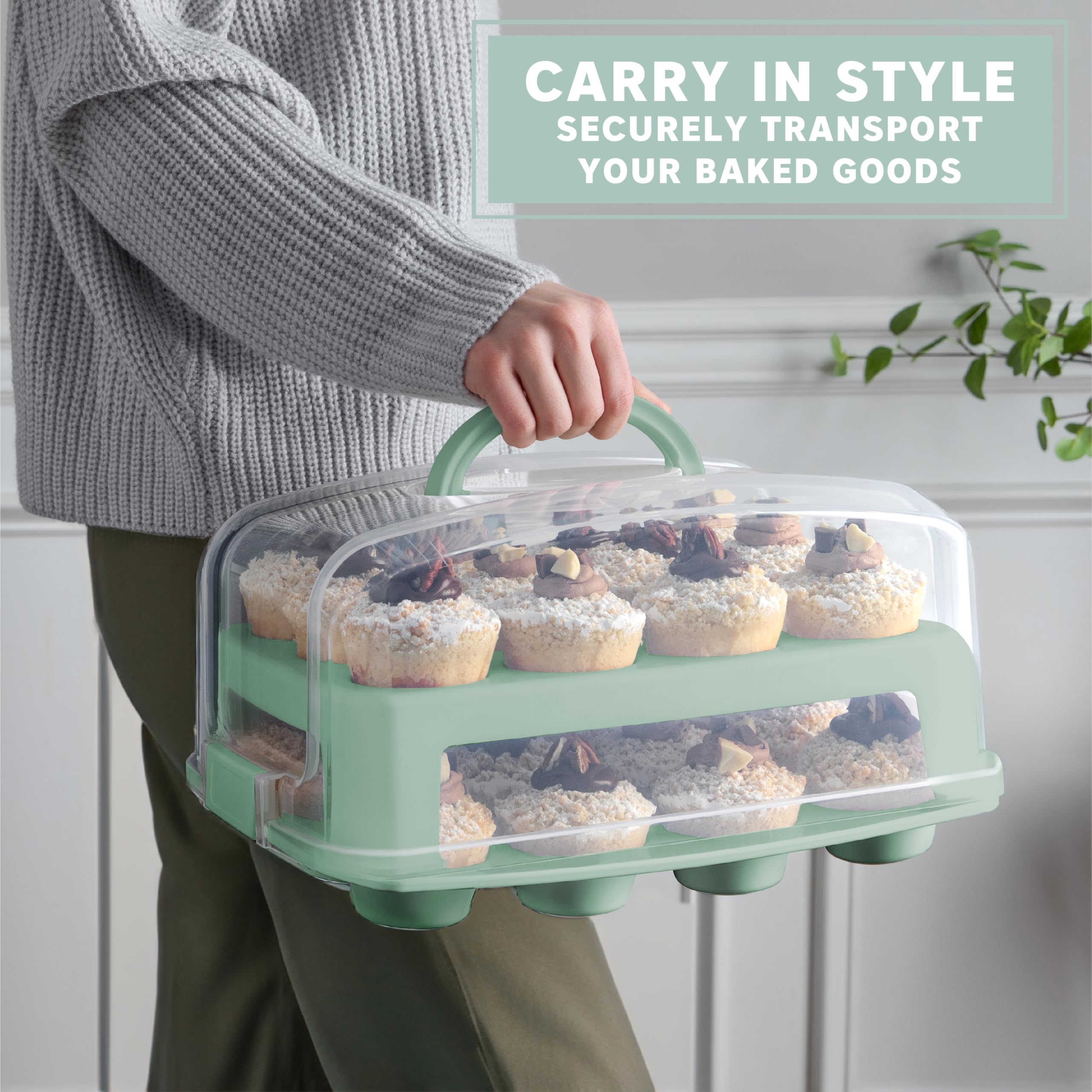 MosJos cupcake carrier ready for travel and on-the-go use.