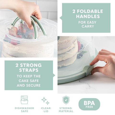 MosJos extralarge cake carrier foldable handles make carrying easy.