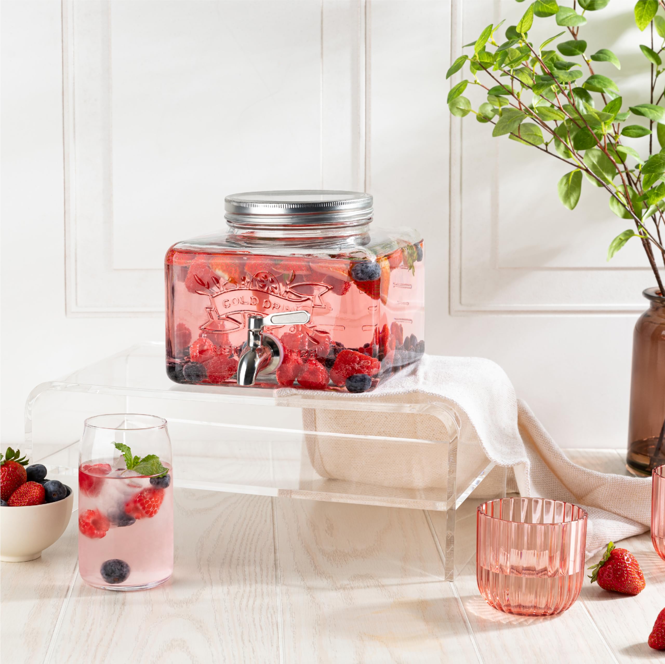 MosJos fridge-ready dispenser fits neatly in your refrigerator for cold drinks.