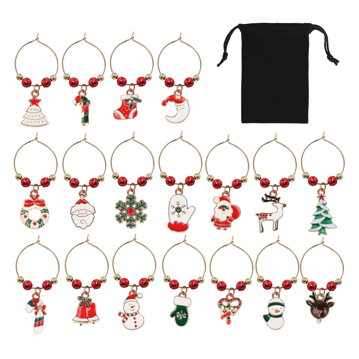 MOSNLEILA Christmas wine glass charm snowflake marker for easy drink identification at parties.