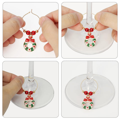 MOSNLEILA stocking charm marks glasses with festive flair for holiday gatherings.