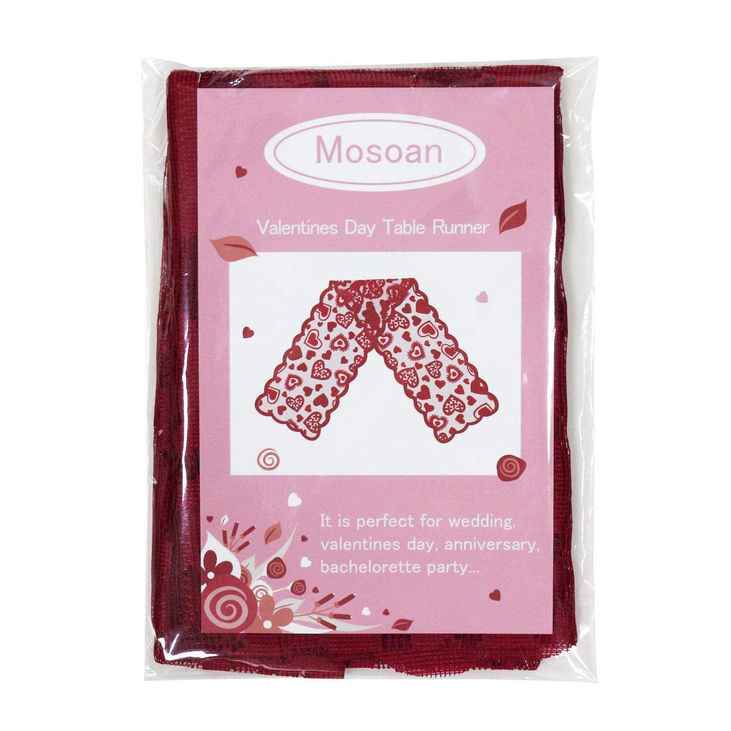 Mosoan Valentines table runner features scalloped edges for elegant styling