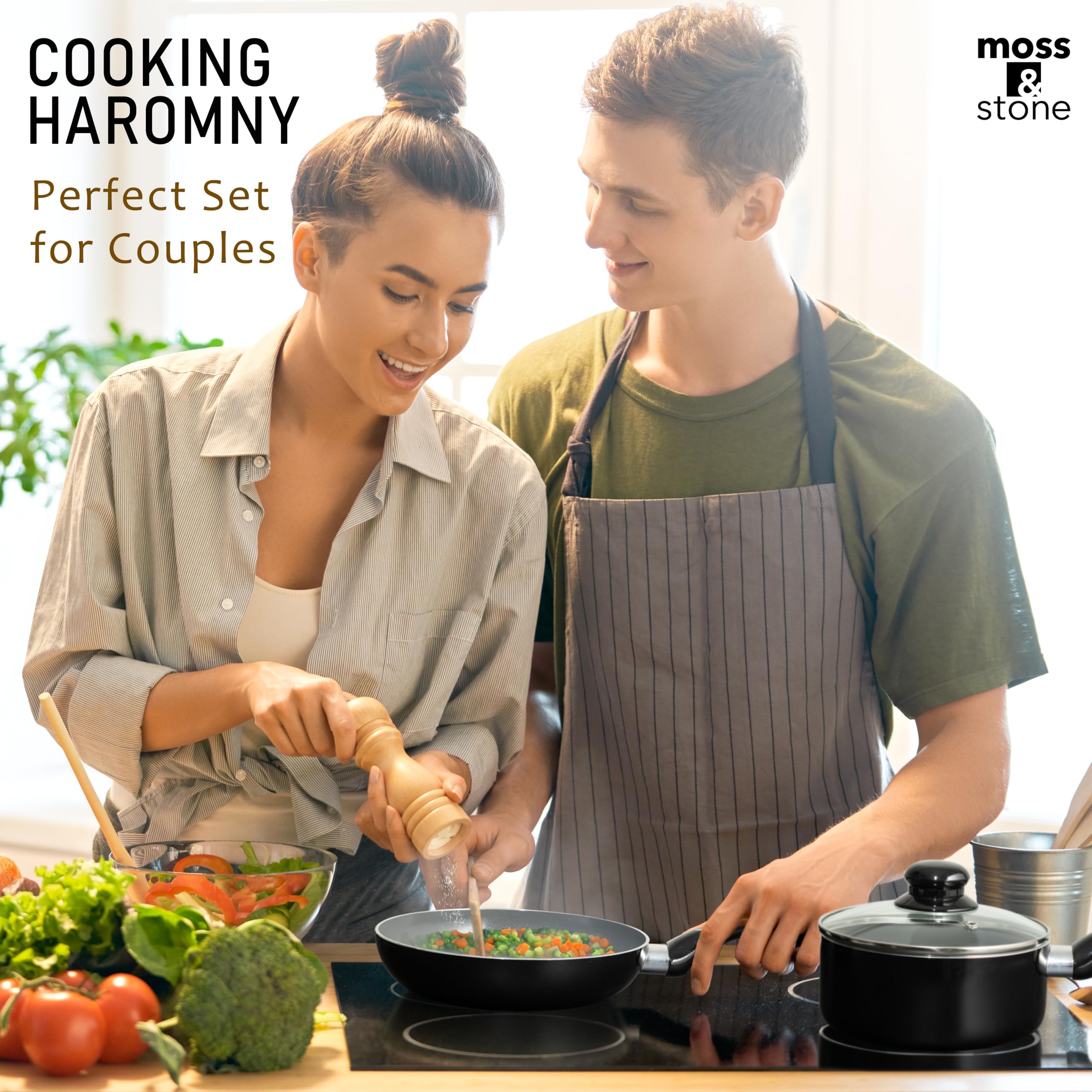 Moss & Stone ceramic nonstick coating supports low-oil cooking
