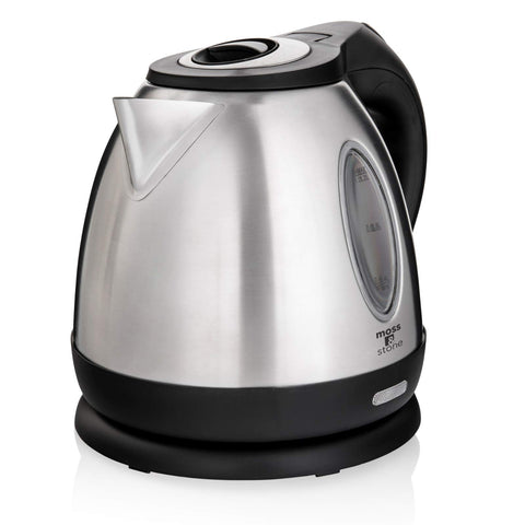 Moss & Stone compact 1.2L kettle offers quick tea and hot water on demand.
