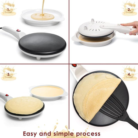 Moss & Stone compact crepe pan, side view with handle for storage.