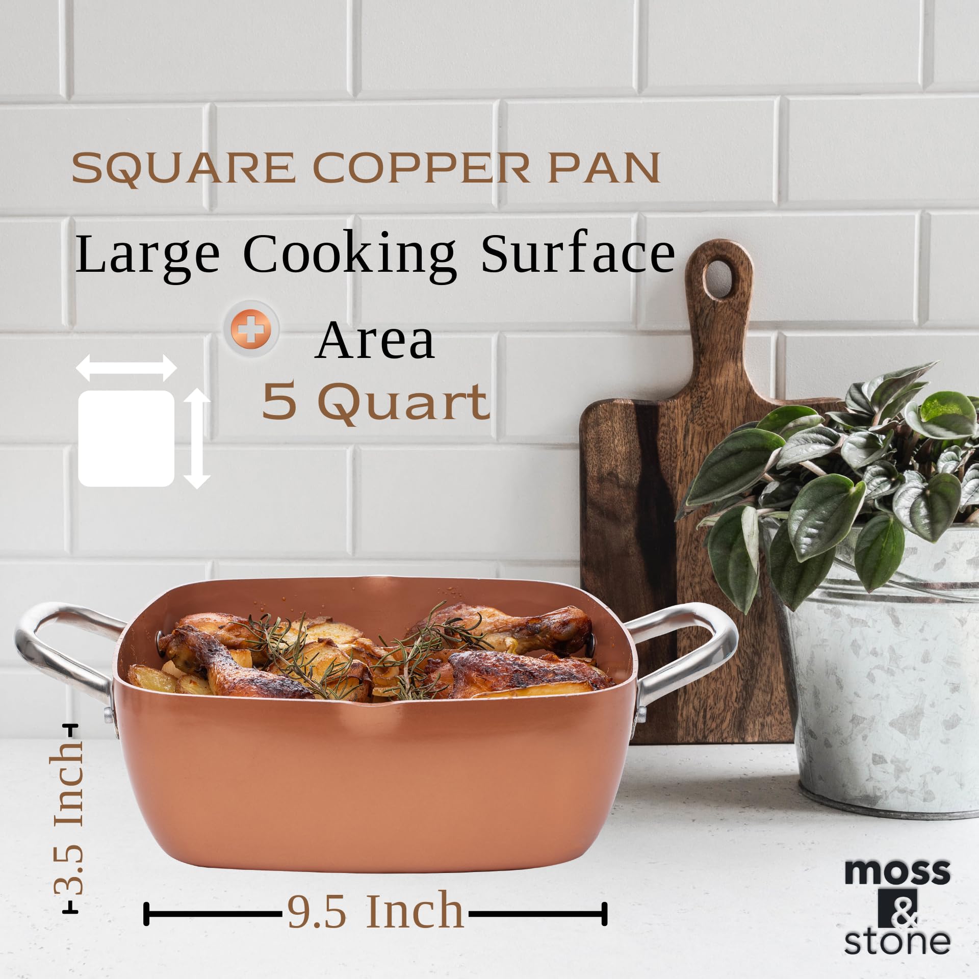 Moss & Stone square set offers extra space for roasting and steaming