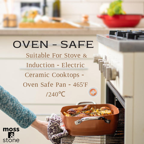 Moss & Stone induction-ready copper pan works on all stove types