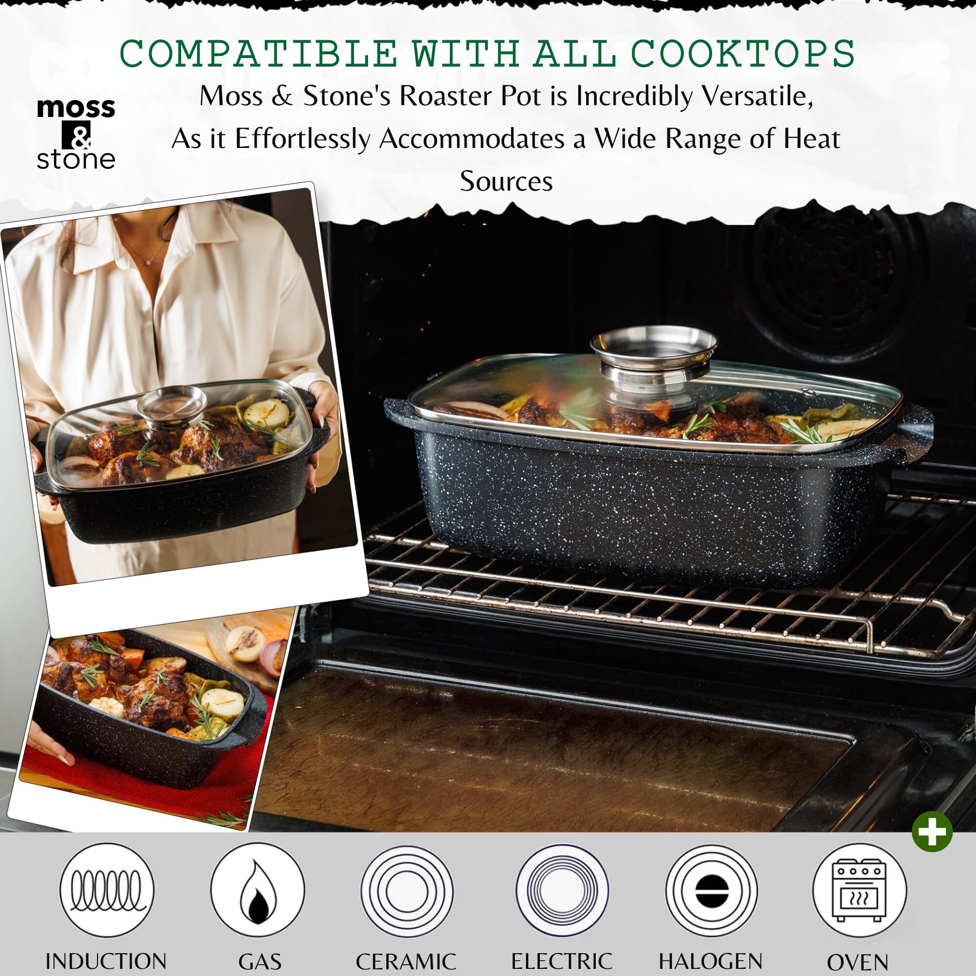 Moss & Stone glass aroma lid with vent for flavor-enhancing steam