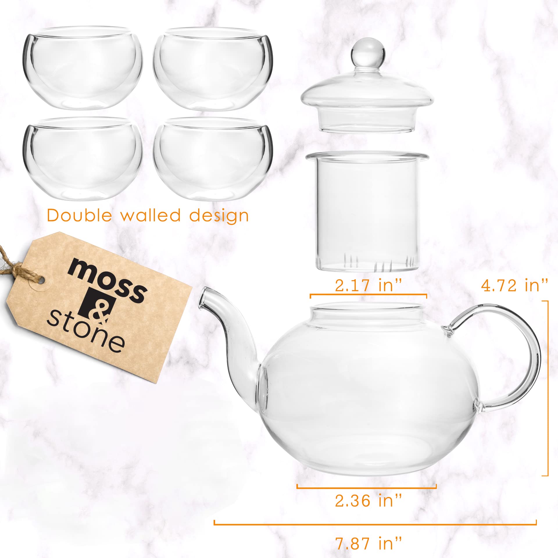 Moss & Stone double-wall glass cups for safe, cool-to-touch sipping.