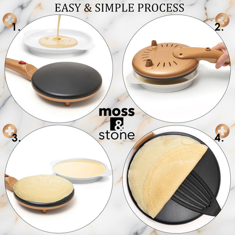 Moss & Stone Gold crepe maker batter tray, convenient prep accessory.
