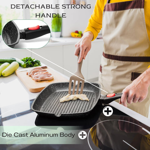 Raised ridges on Moss & Stone grill pan create authentic grill marks.