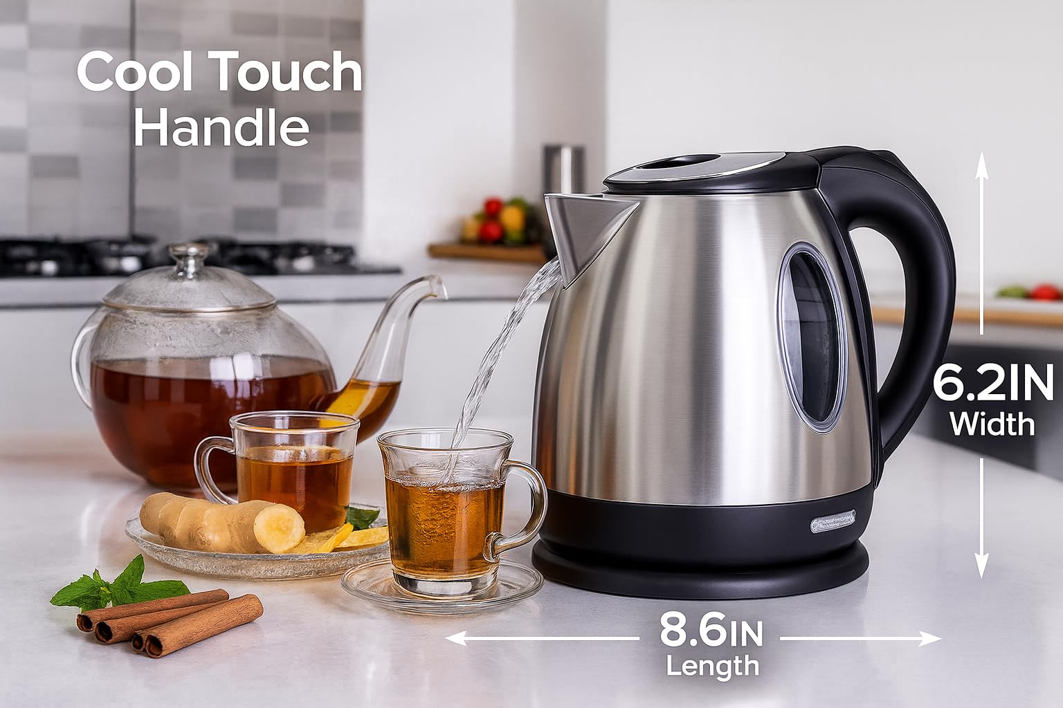 Moss & Stone water-window kettle helps with precise filling and level checks.