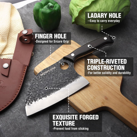 Mossy Oak outdoor cooking setup with cleaver during camping