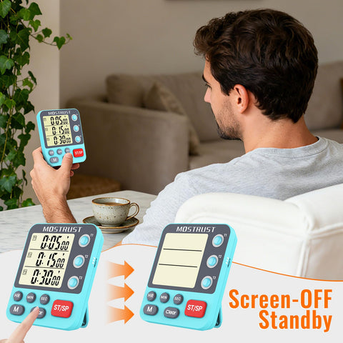 Mostrust three-channel timer handles multiple tasks in the kitchen.