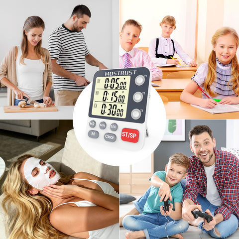 MOSTRUST kitchen timer designed for cooking, baking, and family activities