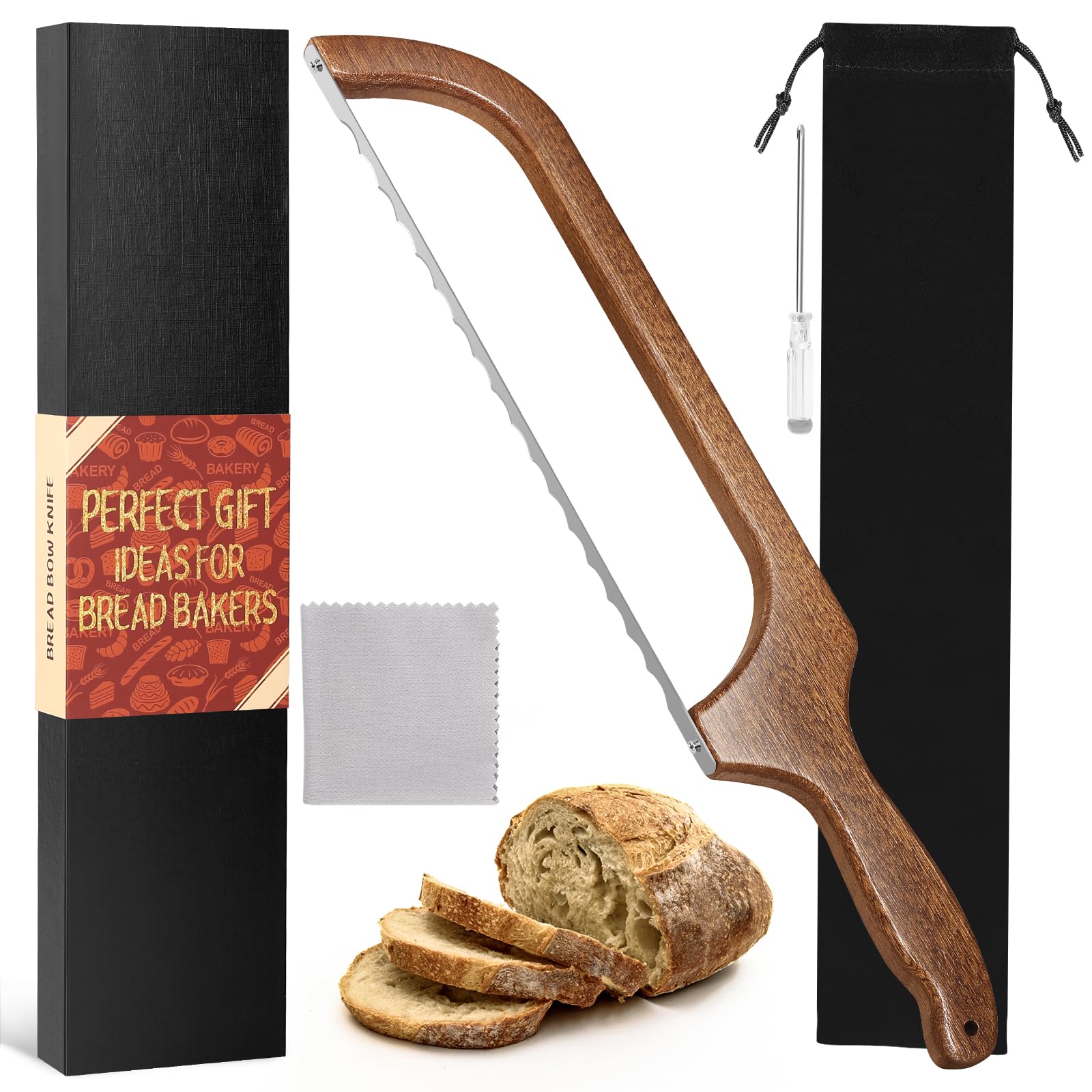 MOTAIPEAK bread bow knife focusing on sourdough slicing with precision.