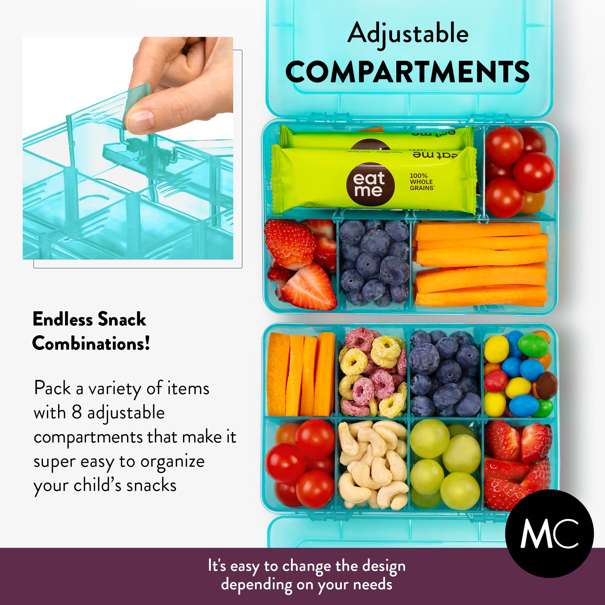 MotherCould snack box 2-pack blue dissolvable labels for easy organization