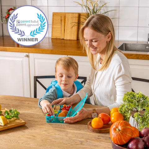MotherCould snack box 2-pack blue eight-compartment layout supports portioned meals