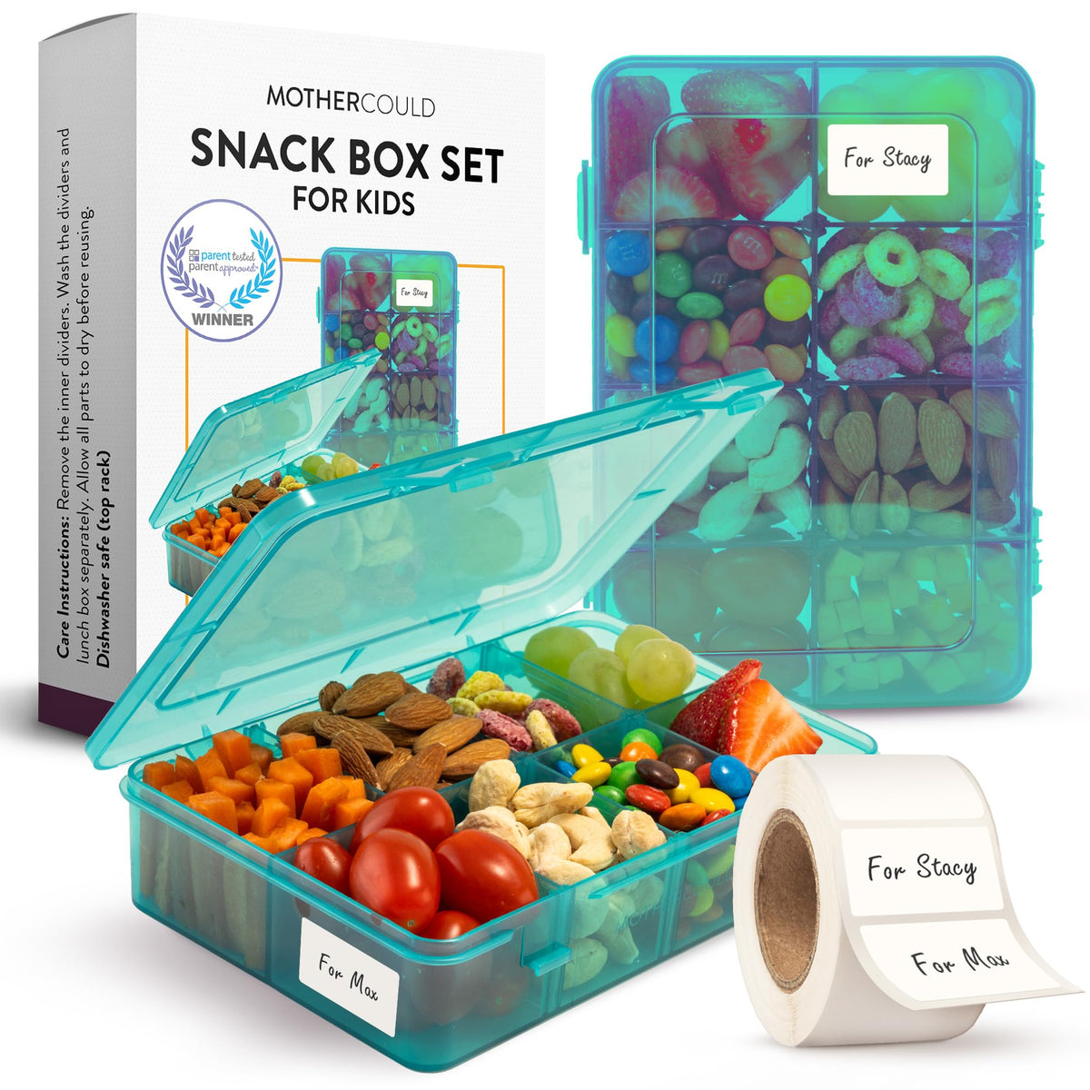 MotherCould snack box 2-pack blue packaging for organized on-the-go snacking
