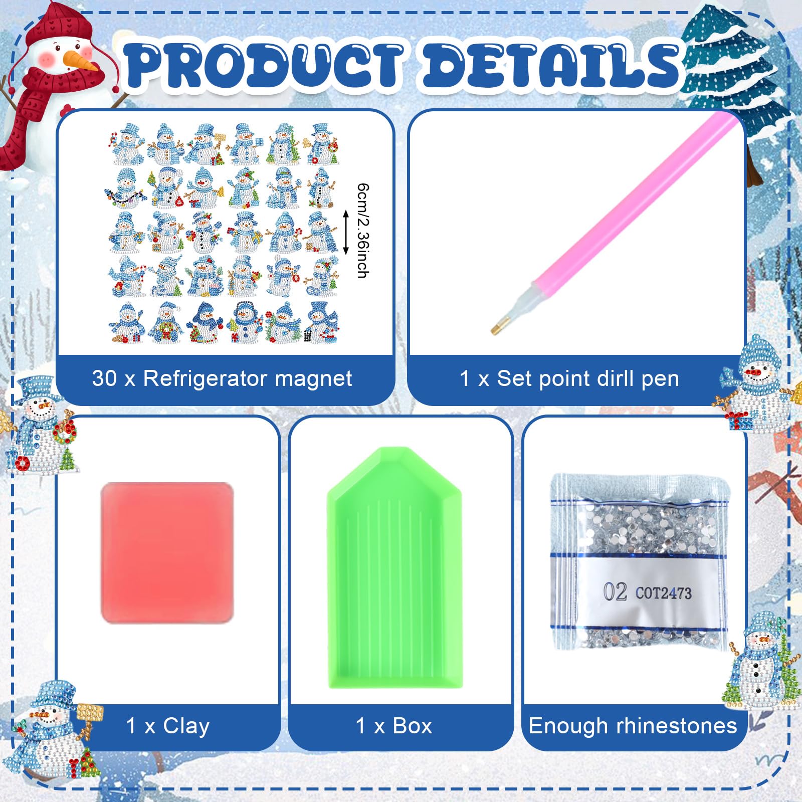 Motipuns fridge magnet diamond art kit shows easy-to-use tools for crafting.