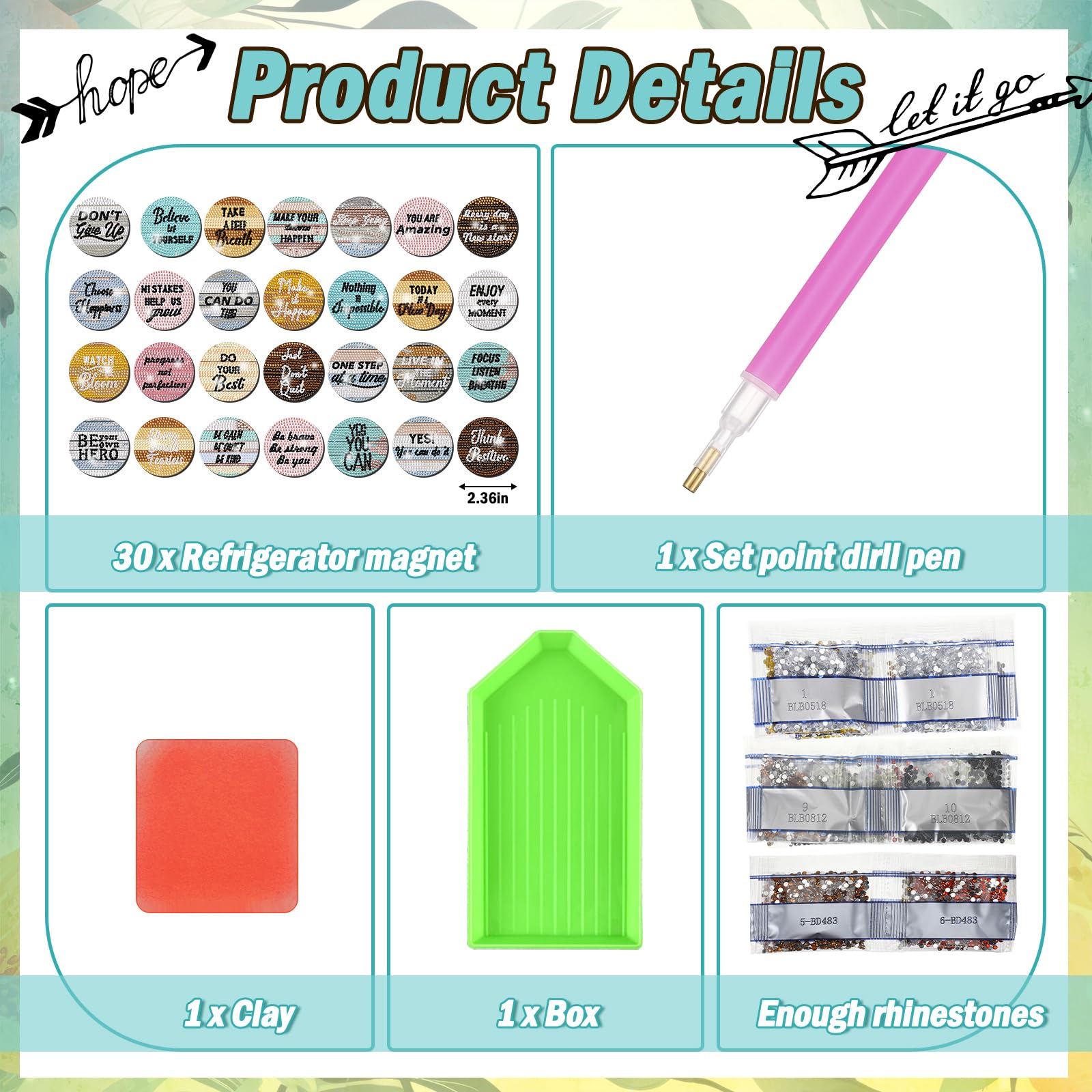 Motipuns inspirational diamond pattern magnets add positive flair to metal surfaces