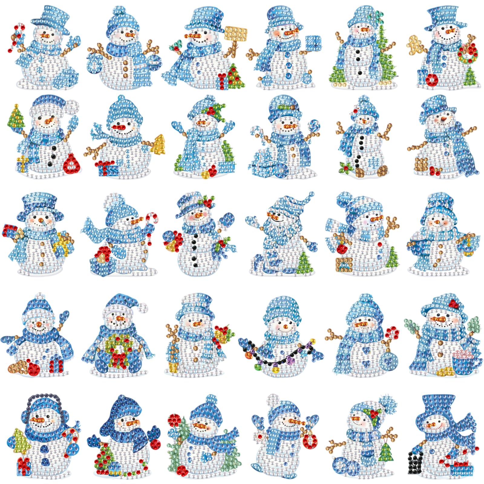 Motipuns winter diamond art magnet with blue snowman adds festive charm to metal surfaces.
