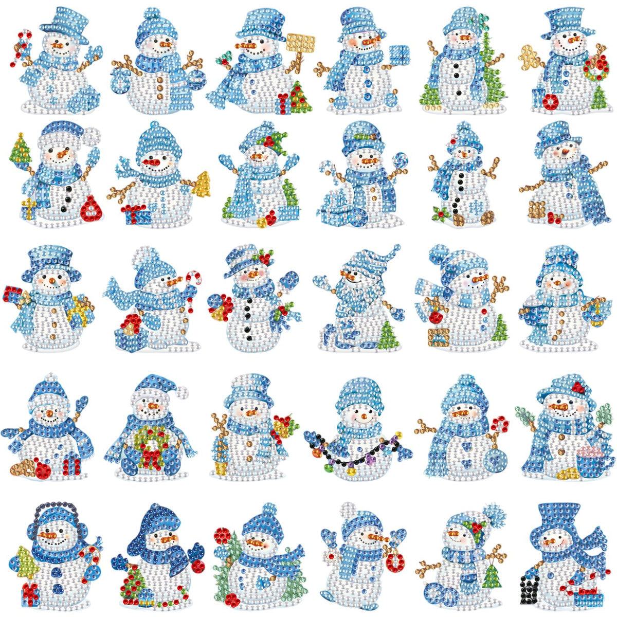 Motipuns winter diamond art magnet with blue snowman adds festive charm to metal surfaces.