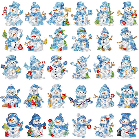Motipuns winter diamond art magnet with blue snowman adds festive charm to metal surfaces.