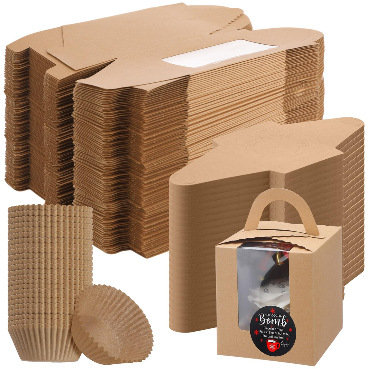 Motiskyy cocoa bomb packaging with window box for festive gift display.