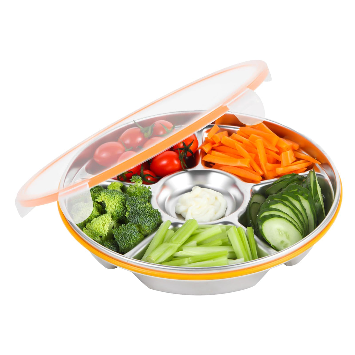 Motith 6-compartment tray with lid keeps snacks organized and fresh for gatherings.