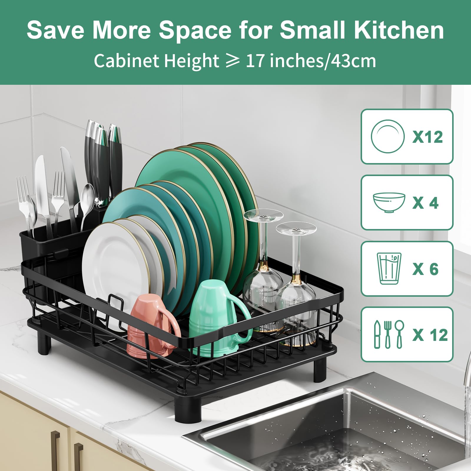 MOUKABAL dish drying rack drainboard with four grooves for fast drainage
