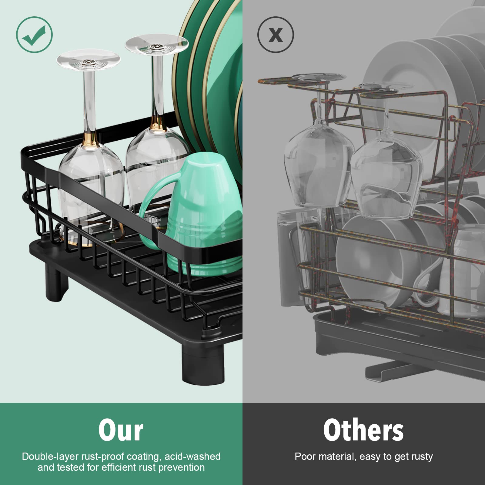 MOUKABAL dish drying rack rust resistant coating for long lasting shine