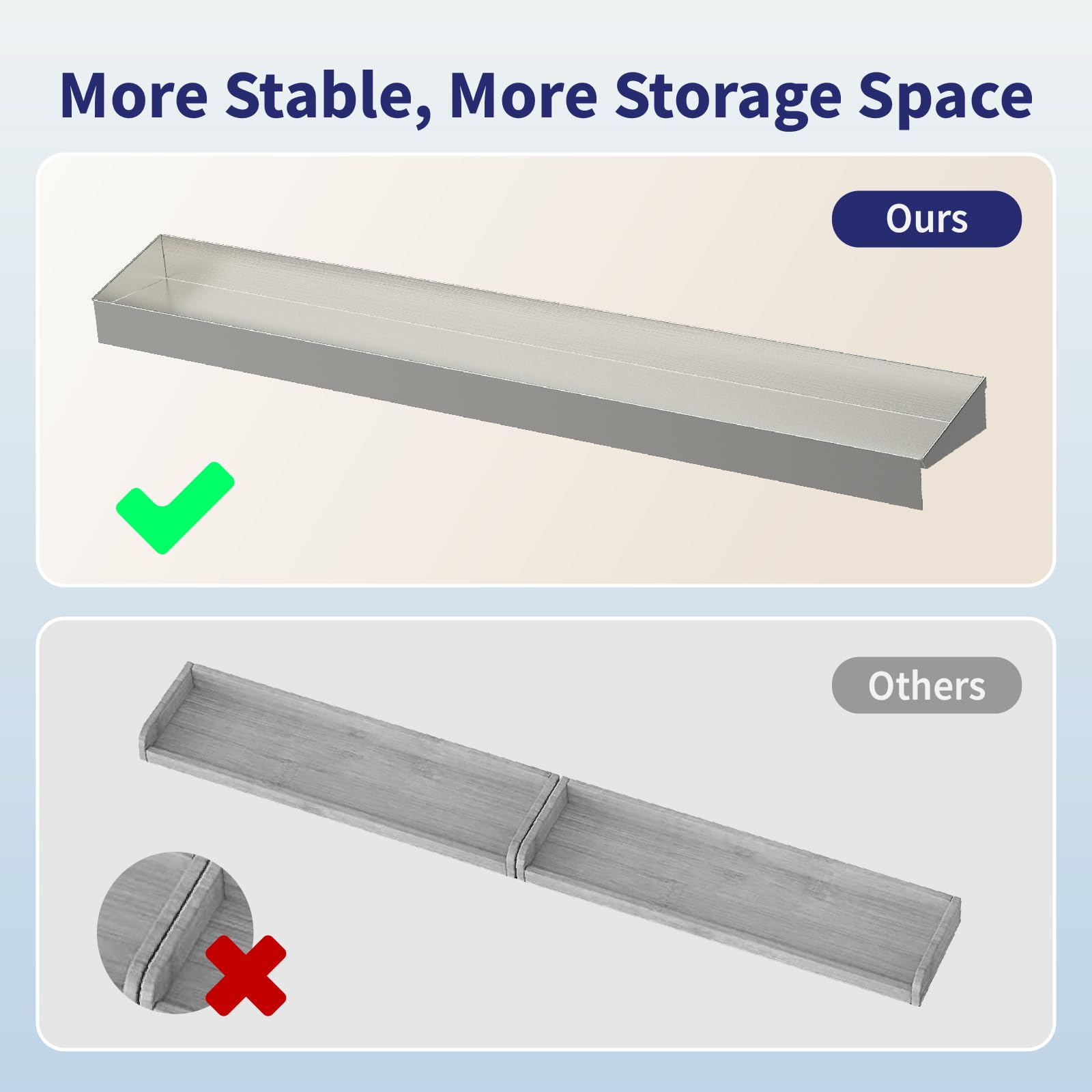 Side profile of Mount Walker shelf shows slim fit and magnets.